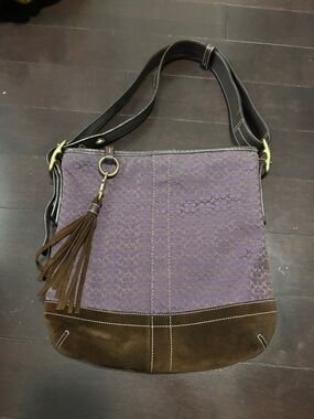 Rare Colour 2006 Purple & Brown Suede Coach Shoulder Bag